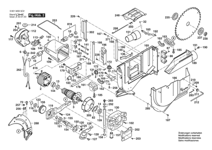 Section 2 Diagram and Parts List for GTS10J 3601M305C2 Bosch Table Saw