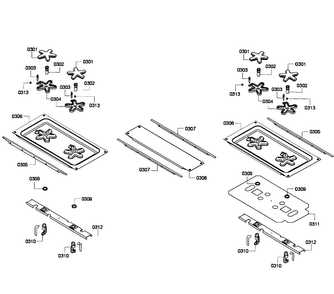 Burners Diagram and Parts List for PRD304EG 11 Thermador Range
