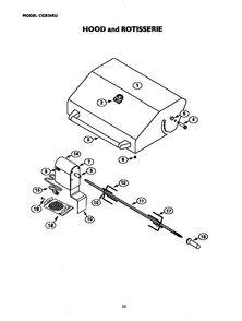 Hood And Rotisserie Diagram and Parts List for CGB36RU  Thermador Grill