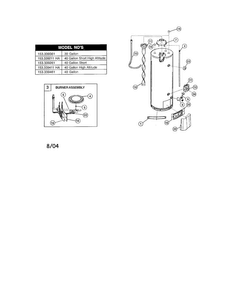 Gas Water Heater Diagram and Parts List for 153339461  Kenmore Water Heater