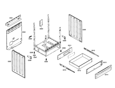 Cabinet/drawer Diagram and Parts List for HES5022U 01 Bosch Range