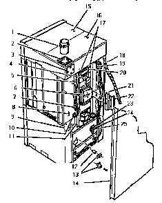 Body, Rear Diagram and Parts List for CMT231  Thermador Microwave
