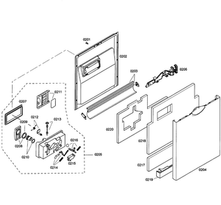 Door Assy Diagram and Parts List for SHE55M12UC 57 Bosch Dishwasher