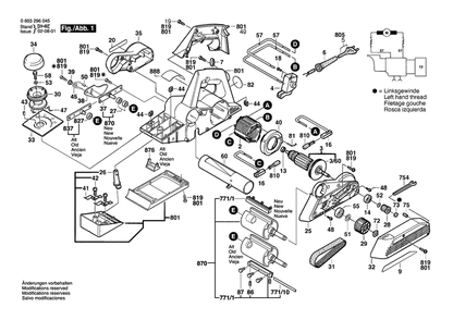 Section 1 Diagram and Parts List for PHO25-82 0603296045 Bosch Planer Jointer