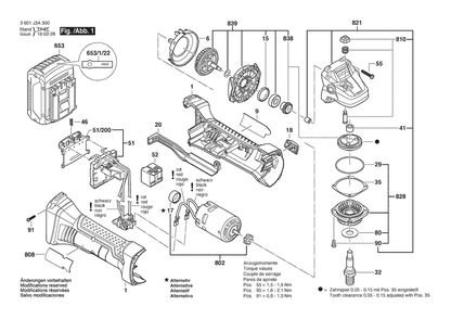Section 1 Diagram and Parts List for 3601J3A300  Bosch Angle Grinder