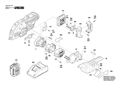 Page 2 Diagram and Parts List for GCM18V-08 3601M41010 Bosch Miter Saw