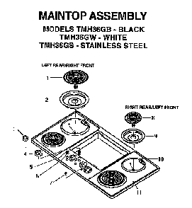 Section 6 Diagram and Parts List for THM36GS  Thermador Cooktop