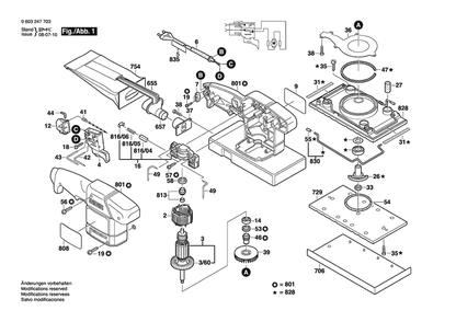 Section 1 Diagram and Parts List for PSS23AE 0603247732 Bosch Orbital or Palm Sander