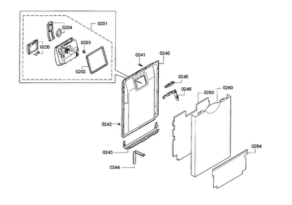 Door Assy Diagram and Parts List for SPE5ES55UC 19 Bosch Dishwasher