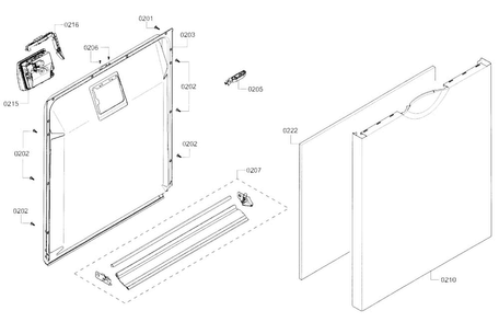 Door Diagram and Parts List for SHE3AR52UC 21 Bosch Dishwasher
