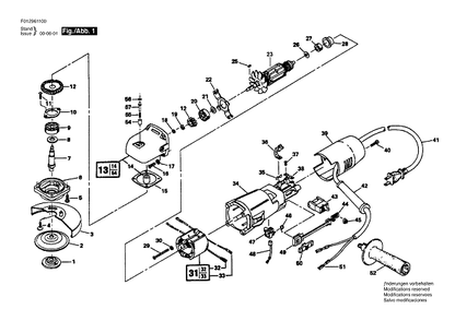 Bosch Hd9611type1 (F012961100) Diagram and Parts List for HD9611 (TYPE 1)(F012961100) Bosch Angle Grinder