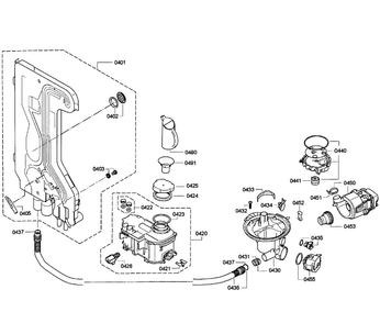 Pump Assy Diagram and Parts List for SGE63E06UC 32 Bosch Dishwasher