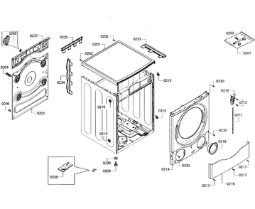 Cabinet Assy Diagram and Parts List for WFVC5400UC 28 Bosch Washer