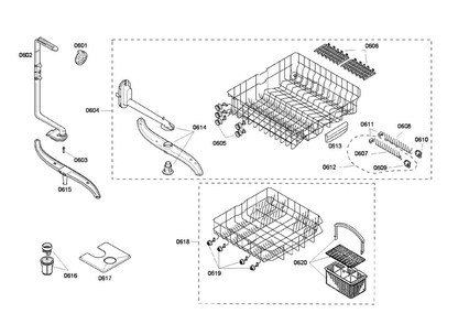Racks Assy Diagram and Parts List for SHE45C05UC 48 Bosch Dishwasher