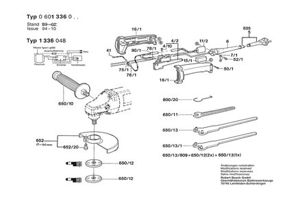 Section 2 Diagram and Parts List for 1336 0601336039 Bosch Angle Grinder