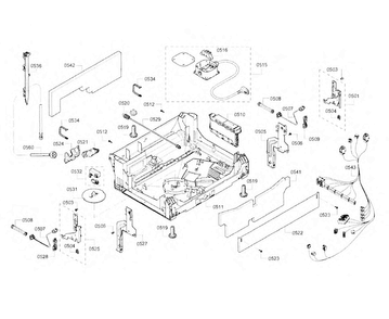 Base Diagram and Parts List for SHE68T56UC 02 Bosch Dishwasher