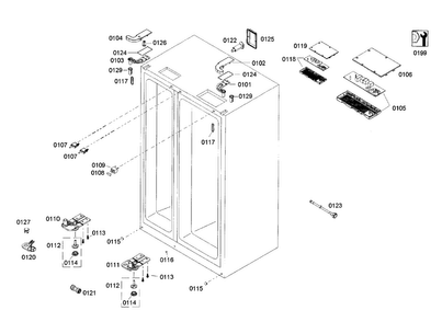 Cabinet Assy Diagram and Parts List for B22CS50SNB 02 Bosch Refrigerator