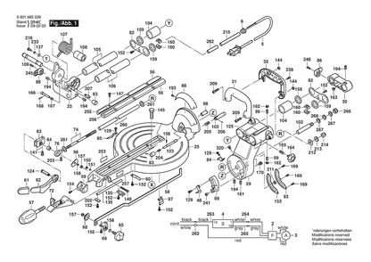 Section 1 Diagram and Parts List for 06016651A9  Bosch Miter Saw