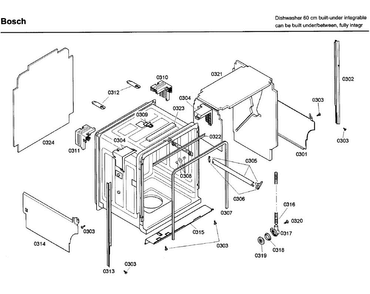 Frame Diagram and Parts List for SHV68M03UC 46 Bosch Dishwasher