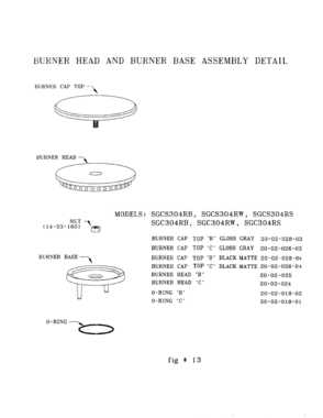 09 - BURNER HEAD & BURNER BASE ASSY DETAIL Diagram and Parts List for SGC304R  Bosch Range