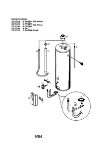Gas Water Heater Diagram and Parts List for 153337263  Kenmore Water Heater