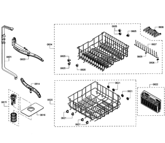 Baskets Diagram and Parts List for SHE3AR52UC 08 Bosch Dishwasher