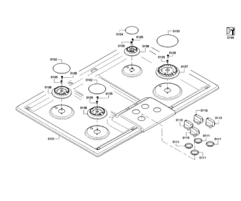 Part Location Diagram of 00631625 Bosch Cooktop  Burner Cap - Black