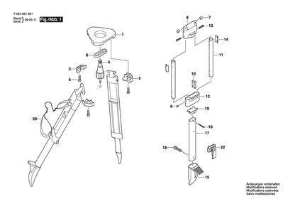 Section 1 Diagram and Parts List for 60-ALQCI40-ON F03409170A Bosch Tool Stand & Cart