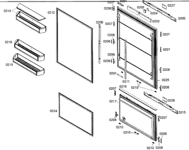Doors Assy Diagram and Parts List for B36IB70NSP 12 Bosch Refrigerator