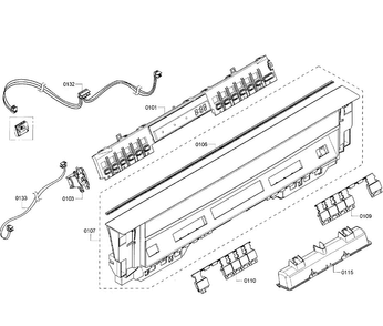 Control Panel Diagram and Parts List for SHE53T55UC 01 Bosch Dishwasher
