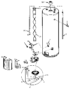 Replacement Parts Diagram and Parts List for 153334801  Kenmore Water Heater