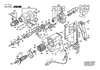 Section 1 Diagram and Parts List for 0601194639  Bosch Impact Driver