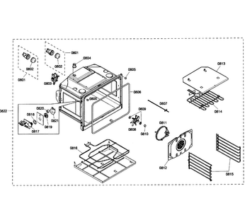 Oven Assy Diagram and Parts List for HBL5750UC 01 Bosch Microwave