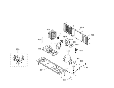 Compressor/condenser Diagram and Parts List for B20CS80SNS 01 Bosch Refrigerator