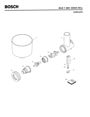 01 - COMPLETE Diagram and Parts List for MUZ7GM1  Bosch Mixer