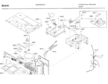 Main Asy 2 Diagram and Parts List for HMV8053U 01 Bosch Microwave