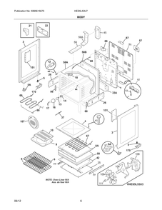 Body 2 Diagram and Parts List for HES5L53U7  Bosch Range