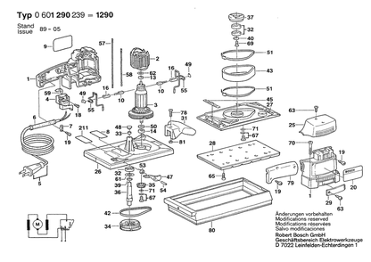 Section 1 Diagram and Parts List for GSS28AUSA 0601290239 Bosch Orbital or Palm Sander