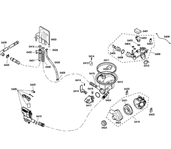 Pump Assy Diagram and Parts List for SHE55C05UC 53 Bosch Dishwasher
