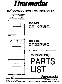 Front Cover Diagram and Parts List for CT127WC  Thermador Wall Oven