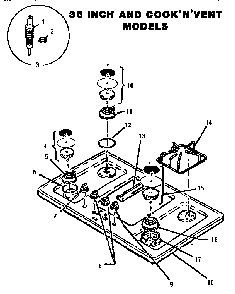 Cooktop Diagram and Parts List for SGT3002  Thermador Cooktop