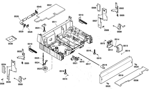 Base Assy Diagram and Parts List for SHE43P12UC 56 Bosch Dishwasher