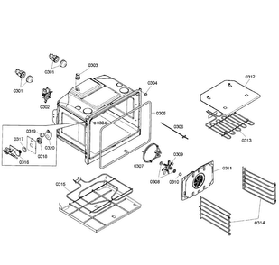 Oven Assy Diagram and Parts List for HBN5450UC 02 Bosch Wall Oven