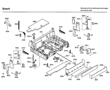 Base Diagram and Parts List for SHE66C02UC 36 Bosch Dishwasher