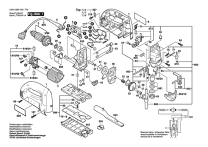 Section 1 Diagram and Parts List for GST100BCE 0601589740 Bosch Jig Saw