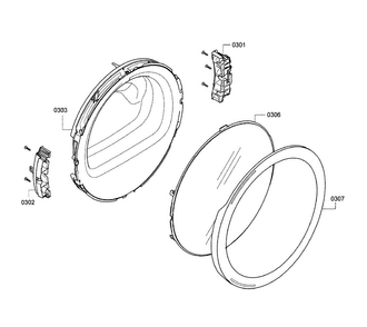 Door Assy Diagram and Parts List for WTB86202UC 02 Bosch Dryer