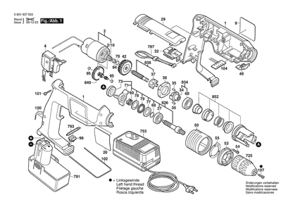 Part Location Diagram of 2606309928 Bosch Drilling Spindle 1/2", M 6 Lefthand Threads