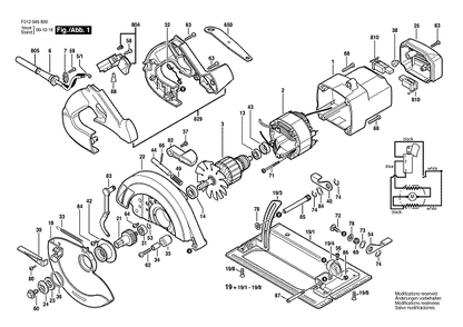 Bosch Hd5658 (F012565800) Diagram and Parts List for HD5658 F012565800 Bosch Circular Saw