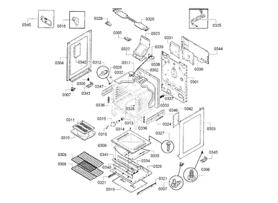 Cavity & Frame Diagram and Parts List for HGS3063UC 12 Bosch Range