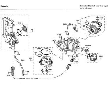 Pump Diagram and Parts List for SHEM63W55N 01 Bosch Dishwasher